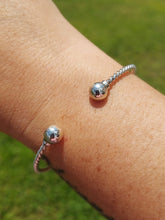 Load image into Gallery viewer, Cape Cod Twist Cuff Bangle with 2 Beads - Sterling Silver
