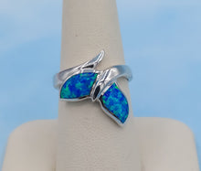 Load image into Gallery viewer, Blue Opal Whales Tail Ring - Sterling Silver