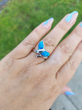 Load image into Gallery viewer, Blue Opal Whales Tail Ring - Sterling Silver