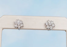 Load image into Gallery viewer, Diamond Flower Stud Earrings - 14K White Gold