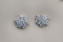 Load image into Gallery viewer, Diamond Flower Stud Earrings - 14K White Gold