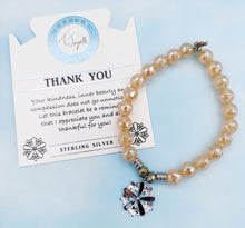 Load image into Gallery viewer, "Thank You" Flower Silver Charm Bracelet - TJazelle
