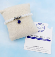 Load image into Gallery viewer, September Sapphire Crystal Charm Charity Bracelet- TJazelle H.E.L.P
