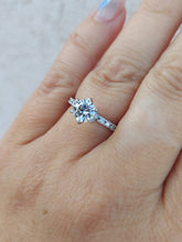 Load image into Gallery viewer, .74 Carat Round Diamond Engagement Ring with Diamond Band - 14K White Gold