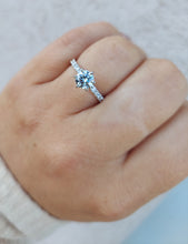 Load image into Gallery viewer, .74 Carat Round Diamond Engagement Ring with Diamond Band - 14K White Gold