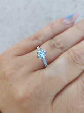 Load image into Gallery viewer, .74 Carat Round Diamond Engagement Ring with Diamond Band - 14K White Gold