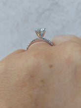 Load image into Gallery viewer, .74 Carat Round Diamond Engagement Ring with Diamond Band - 14K White Gold