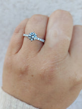 Load image into Gallery viewer, .74 Carat Round Diamond Engagement Ring with Diamond Band - 14K White Gold