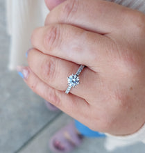 Load image into Gallery viewer, .74 Carat Round Diamond Engagement Ring with Diamond Band - 14K White Gold