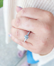 Load image into Gallery viewer, .74 Carat Round Diamond Engagement Ring with Diamond Band - 14K White Gold