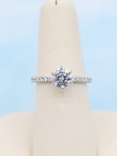 Load image into Gallery viewer, .74 Carat Round Diamond Engagement Ring with Diamond Band - 14K White Gold