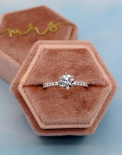 Load image into Gallery viewer, .74 Carat Round Diamond Engagement Ring with Diamond Band - 14K White Gold