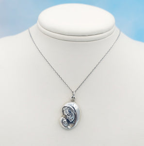 Blessed Mother and Child Pendant & 22" Chain - Sterling Silver