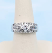 Load image into Gallery viewer, 1 Carat Triple Row Diamond Estate Ring - 14K White Gold