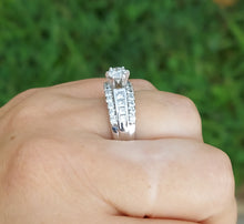 Load image into Gallery viewer, 1 Carat Triple Row Diamond Estate Ring - 14K White Gold