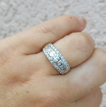 Load image into Gallery viewer, 1 Carat Triple Row Diamond Estate Ring - 14K White Gold