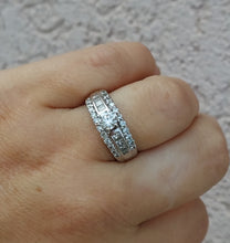 Load image into Gallery viewer, 1 Carat Triple Row Diamond Estate Ring - 14K White Gold