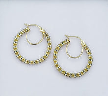Load image into Gallery viewer, Fancy Ice Hoops - 14K Yellow &amp; White Gold
