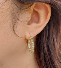 Load image into Gallery viewer, Fancy Ice Hoops - 14K Yellow &amp; White Gold