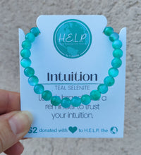 Load image into Gallery viewer, Teal Selenite "Intuition" Stacker - TJazelle HELP