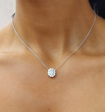Load image into Gallery viewer, Oval Diamond Necklace with Diamond Halo - 18K White Gold