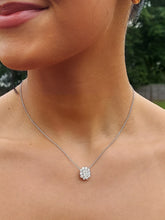 Load image into Gallery viewer, Oval Diamond Necklace with Diamond Halo - 18K White Gold