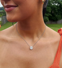 Load image into Gallery viewer, Oval Diamond Necklace with Diamond Halo - 18K White Gold