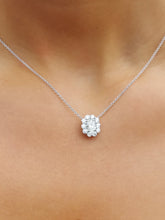 Load image into Gallery viewer, Oval Diamond Necklace with Diamond Halo - 18K White Gold