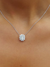 Load image into Gallery viewer, Oval Diamond Necklace with Diamond Halo - 18K White Gold