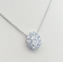 Load image into Gallery viewer, Oval Diamond Necklace with Diamond Halo - 18K White Gold