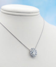 Load image into Gallery viewer, Oval Diamond Necklace with Diamond Halo - 18K White Gold