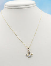 Load image into Gallery viewer, Diamond Anchor Pendant on 14K Yellow Gold 16” Chain