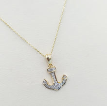 Load image into Gallery viewer, Diamond Anchor Pendant on 14K Yellow Gold 16” Chain