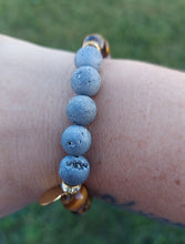 Load image into Gallery viewer, Druzy on Brown Tigers Eye Bracelet