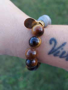 Druzy on Brown Tigers Eye Bracelet