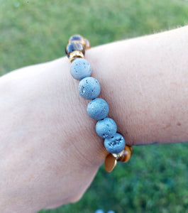 Druzy on Brown Tigers Eye Bracelet