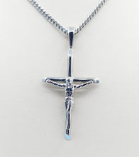 Load image into Gallery viewer, Crucifix on 24&quot; Cuban Chain - Sterling Silver