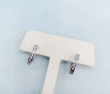 Load image into Gallery viewer, Single Row CZ Huggie Hoop Earrings - Sterling Silver