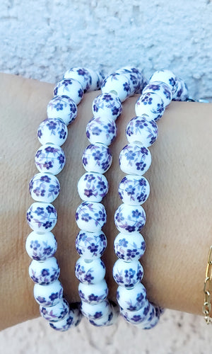 Purple Floral Moments Stacker Bracelet - TJazelle