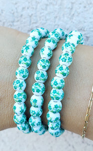 Green Floral Moments Stacker Bracelet - TJazelle