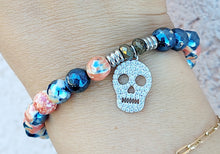 Load image into Gallery viewer, "Skull" CZ Silver Charm Bracelet - TJazelle