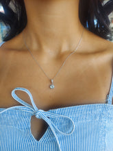 Load image into Gallery viewer, Blue Aquamarine and Diamond Necklace - 14k White Gold