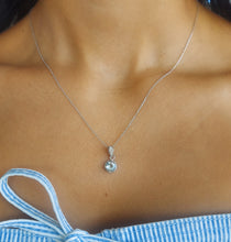 Load image into Gallery viewer, Blue Aquamarine and Diamond Necklace - 14k White Gold