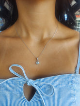Load image into Gallery viewer, Blue Aquamarine and Diamond Necklace - 14k White Gold