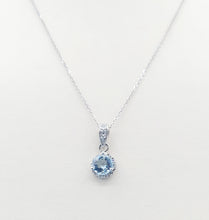 Load image into Gallery viewer, Blue Aquamarine and Diamond Necklace - 14k White Gold