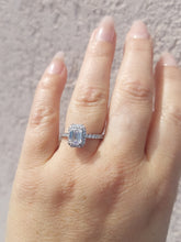 Load image into Gallery viewer, 1.77 Carat Emerald Cut with Halo Lab Diamond Engagement Ring - 14K White Gold