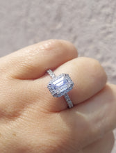 Load image into Gallery viewer, 1.77 Carat Emerald Cut with Halo Lab Diamond Engagement Ring - 14K White Gold