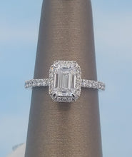 Load image into Gallery viewer, 1.77 Carat Emerald Cut with Halo Lab Diamond Engagement Ring - 14K White Gold