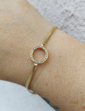 Load image into Gallery viewer, Diamond Circle Station Snake Bracelet - 14K Yellow Gold