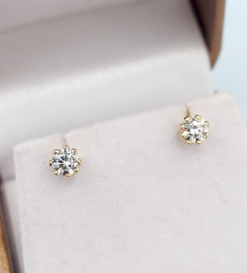 1/2 Carat Lab Diamond Stud Earrings - 18K Yellow Gold